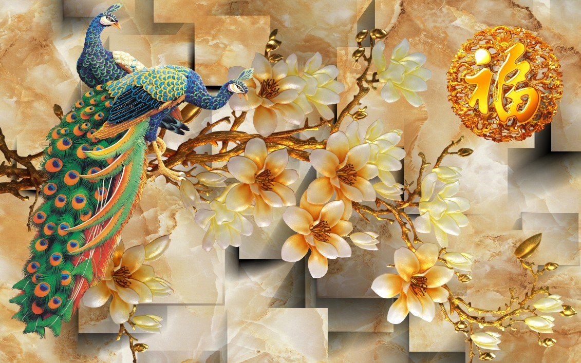 Tranh dán tường 3d công phượng trang trí phòng khách phòng ngủ hàng quán giá rẻ đẹp keo sẵn bóc dán PA