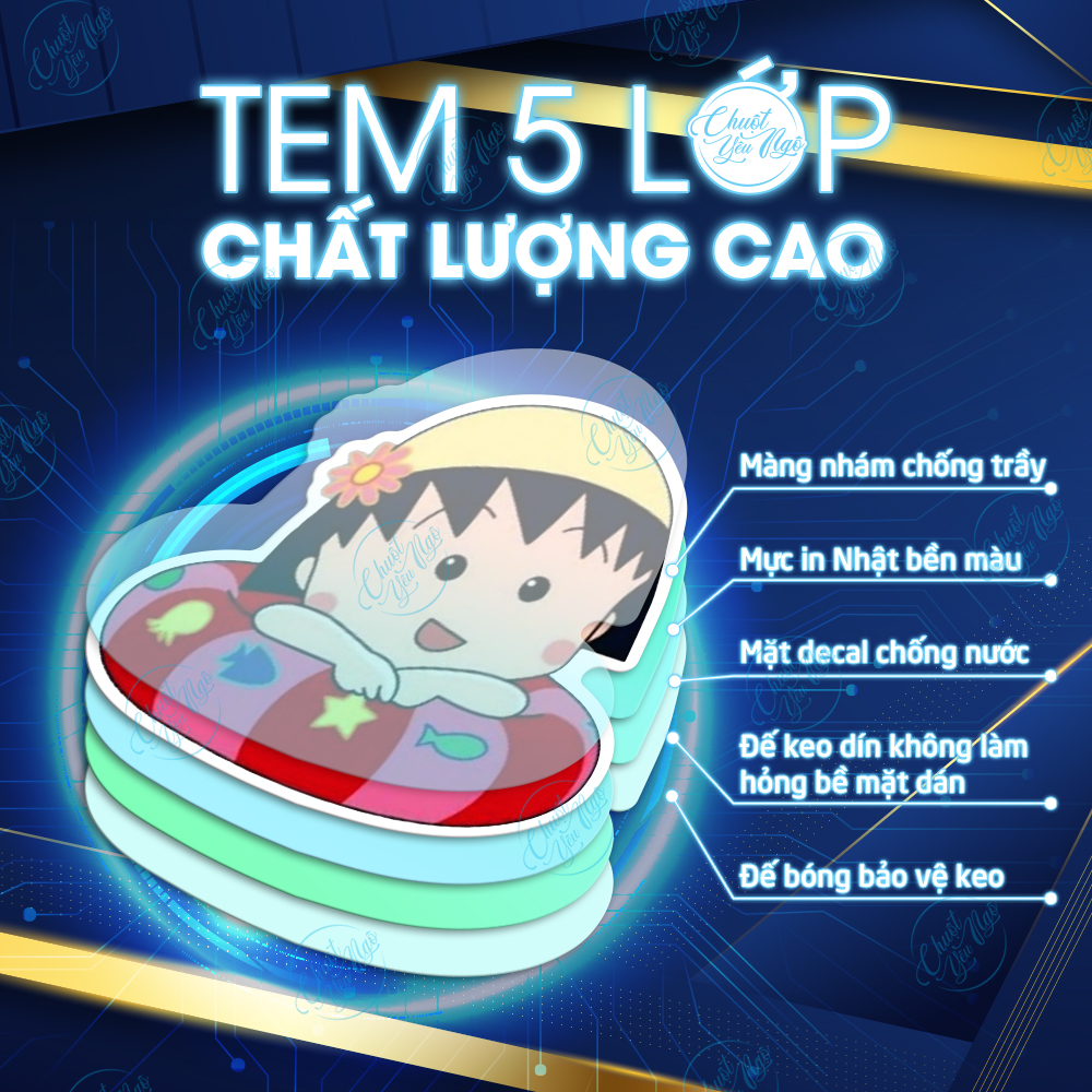 Combo 10/50/100 sticker nhóc MARUKO hình dán decal trang trí chống nước Chibi Maruko-chan dễ thương