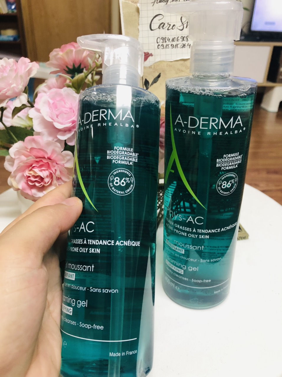 Sữa rửa mặt da dầu mụn Aderma Phys-AC Gel moussant 400ml