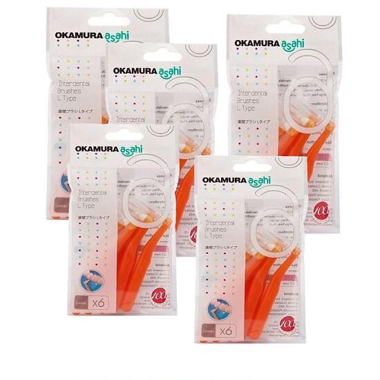 [HCM]Combo 5 Gói bàn chải kẽ răng Okamura dạng L (6 cây/gói)