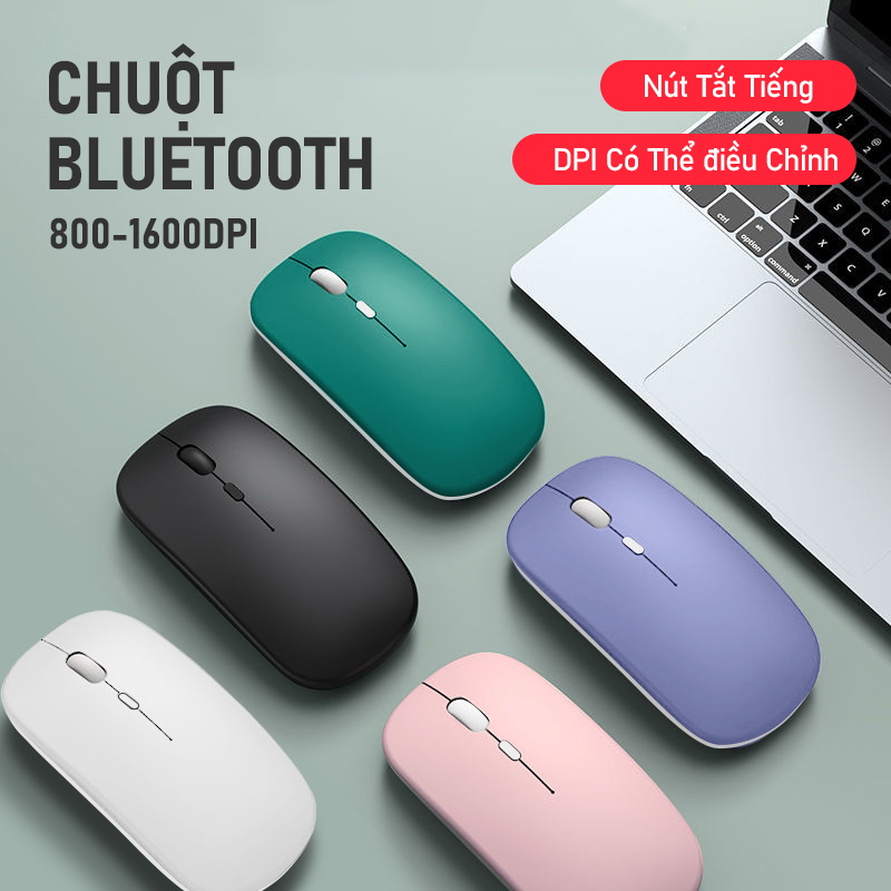 Chuột Bluetooth Không Dây Siêu Mỏng Không Gây Tiếng Ồn 800-1600dpi Cho Laptop, Máy Tính, Máy Tính Bảng, Điện Thoại