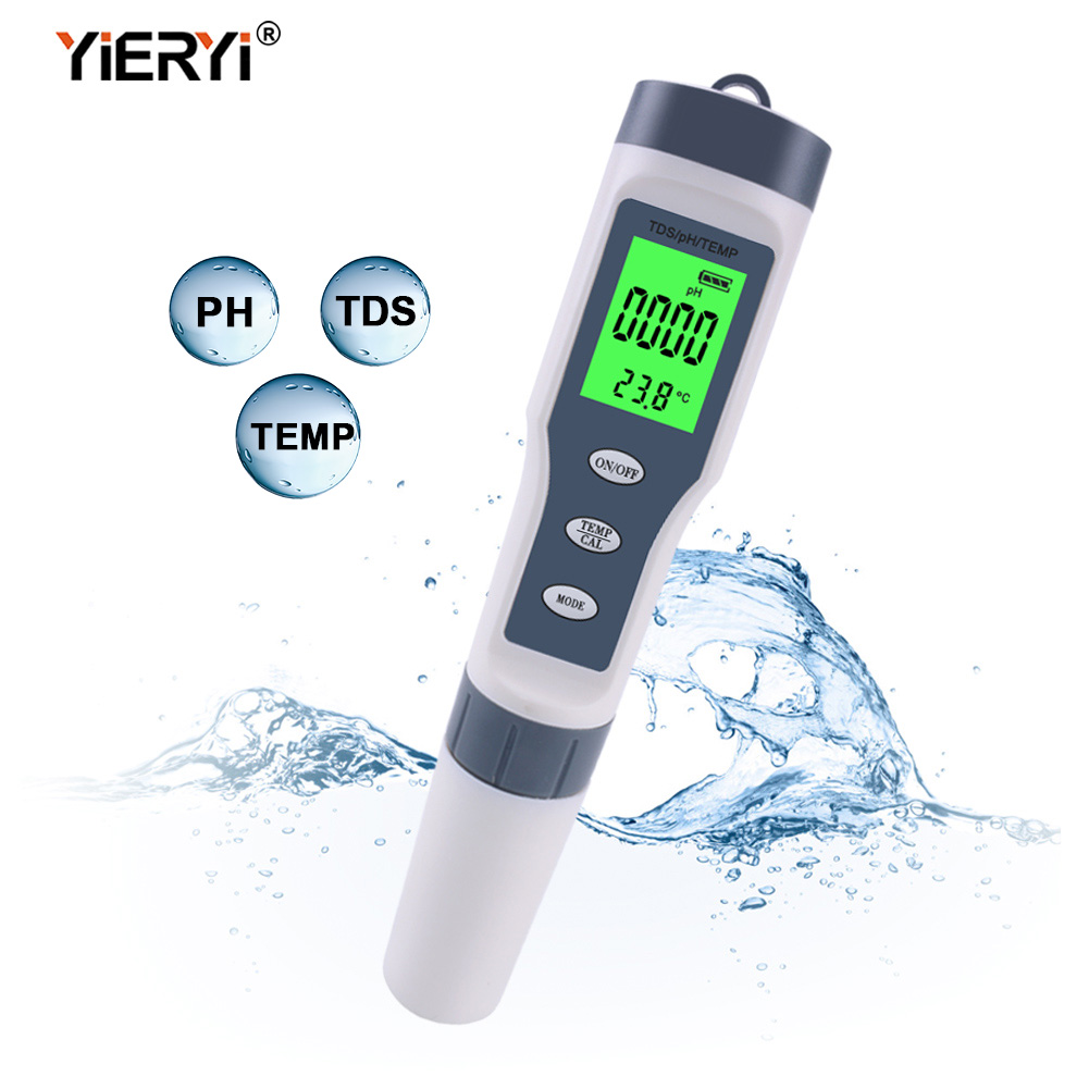 YIERYI 3 in 1 pH Meter TDS/PH/TEMP Water Quality Monitor TDS Tester Kit for Pools, Drinking Water, Acidometer, Hydroponics