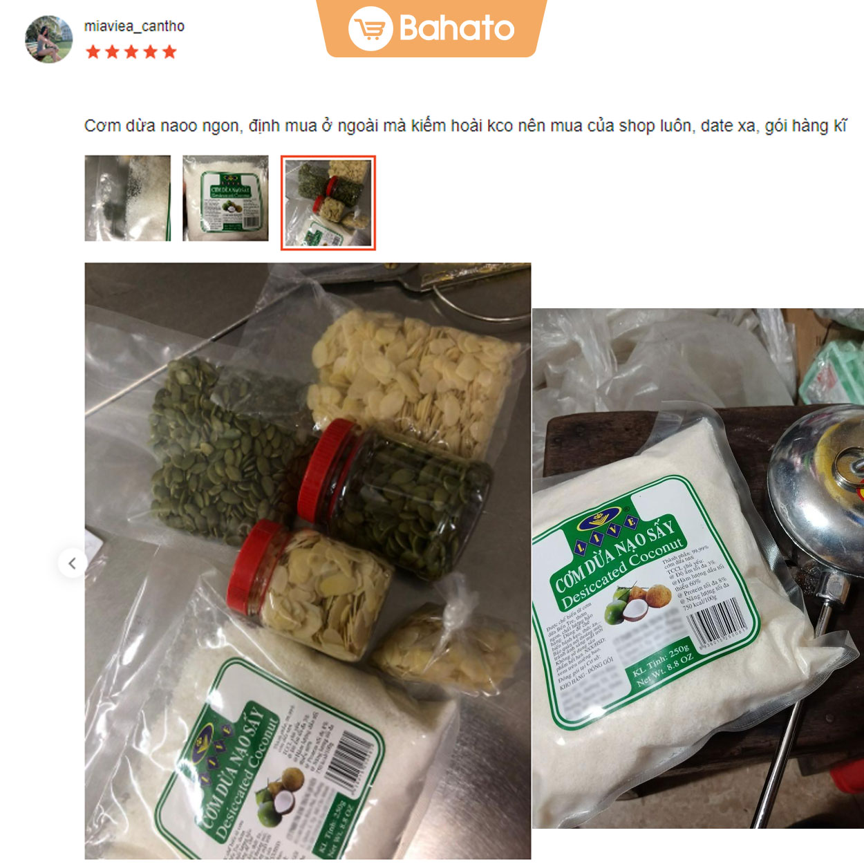 Cơm dừa nạo xấy khô Bến Tre gói 250g