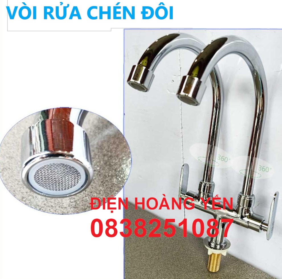 VÒI RỬA CHÉN LẠNH ĐÔI (BẠC) dùng nước lạnh chất liệu đồng thau