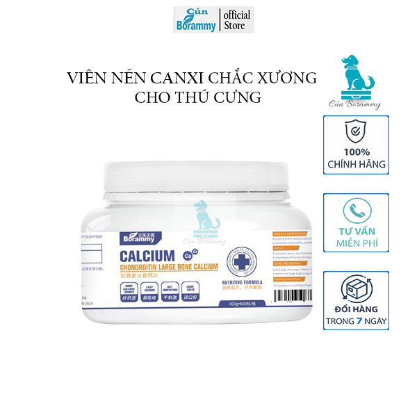 [Hoàn Tiền 10%]Viên nén Canxi cho chó mèo Borammy 10 viên - Canxi cho thú cưng phát triển trong quá trình tăng trưởng