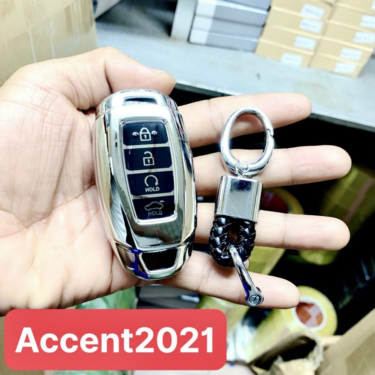 Bao chìa khóa xe Hyundai Accent 2021  chất liệu silicon tráng gương cao cấp