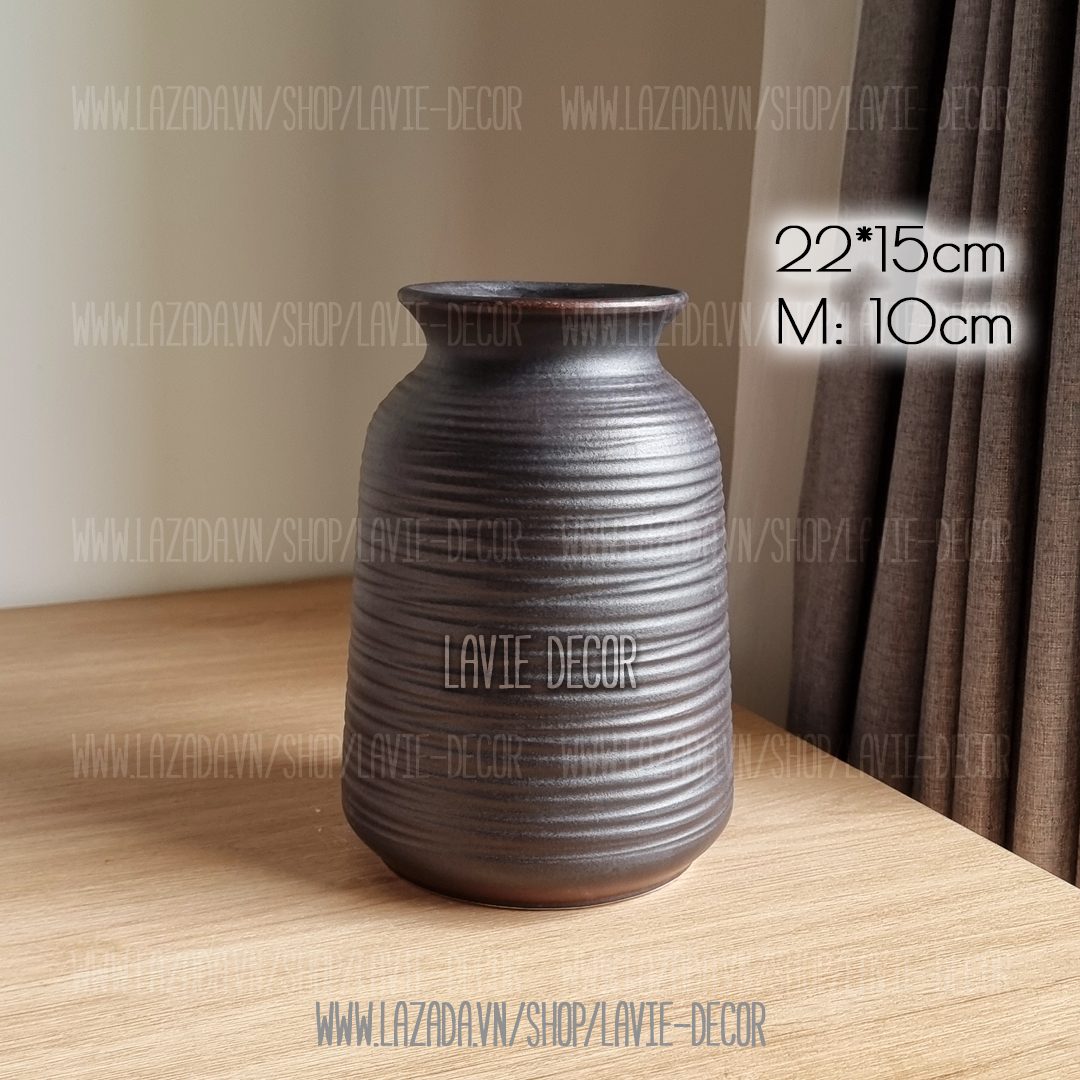 Lọ hoa gốm sứ men đen Bát Tràng