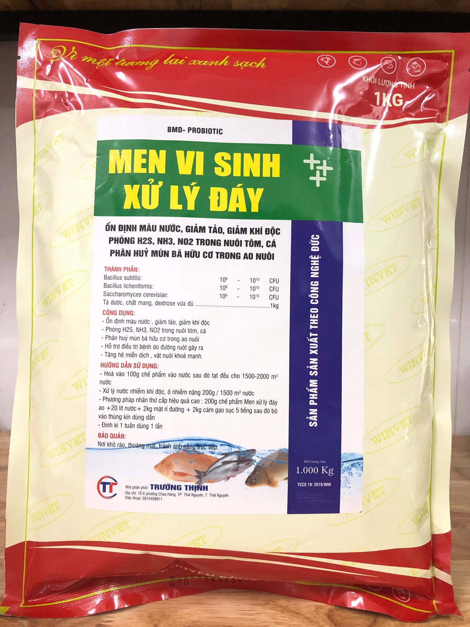 Men vi sinh xử lý đáy ao hồ 1kg. phân hủy thức ăn và phân tôm cá ốc làm sạch nước cân bằng pH