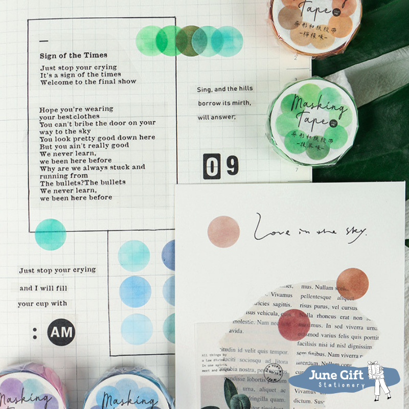 Cuộn 100 sticker chấm tròn nhiều màu trang trí sổ, làm bullet journal