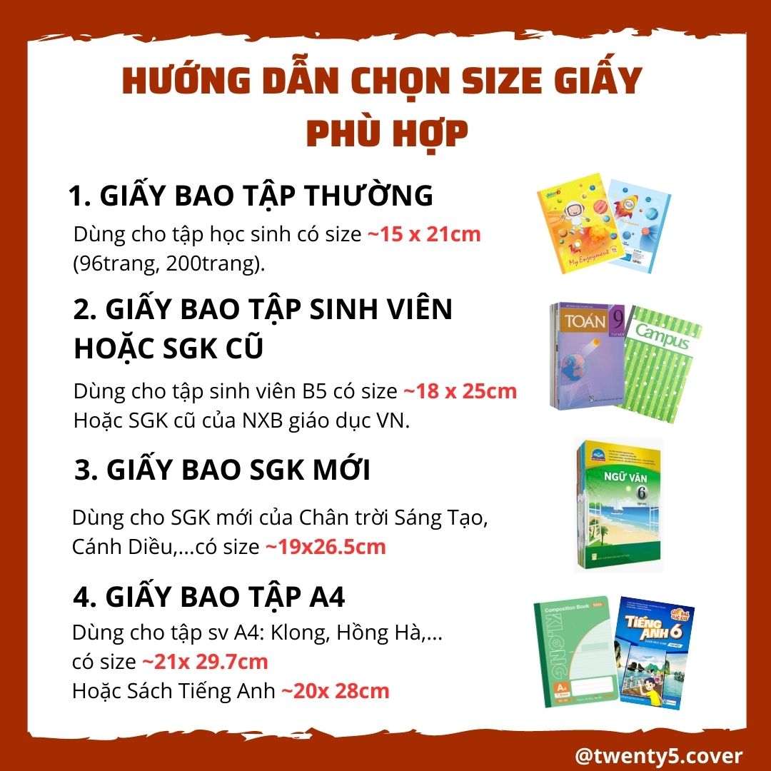 Set giấy bao tập theo môn mẫu số 09