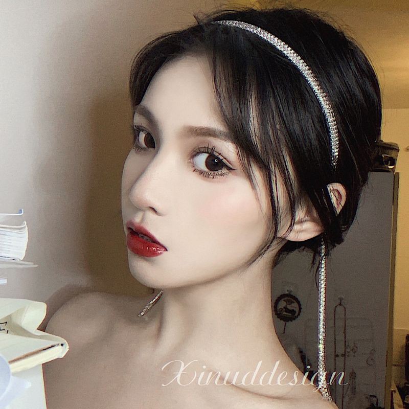 Cài tóc đính đá mỏng phối tua rua lấp lánh cho nữ