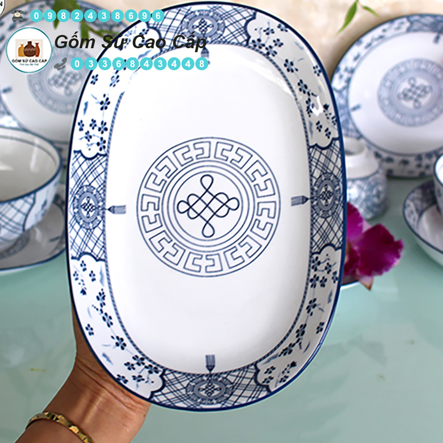 Bộ Bát Đĩa Bát Tràng [18 MÓN] - Bộ Bát Đĩa Cao Cấp [PHÚC LỘC THỌ]