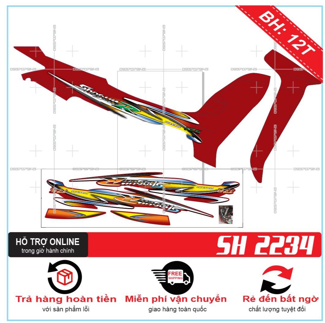 TEM RỜI XE SHOGUN DÁN XE ĐỎ