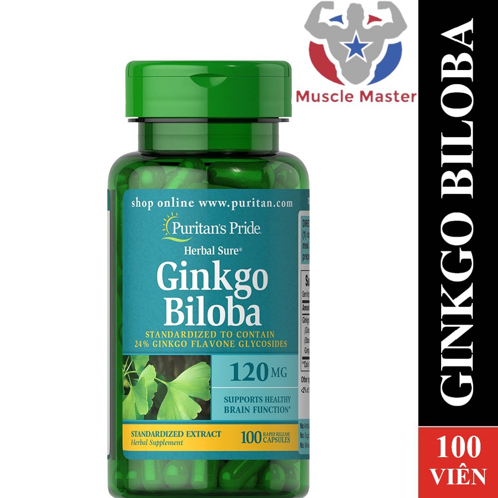 Thực Phẩm Bổ Sung Tuần Hoàn Não Hoạt Huyết Dưỡng Não Puritans Pride Ginkgo Biloba 120mg 100 viên