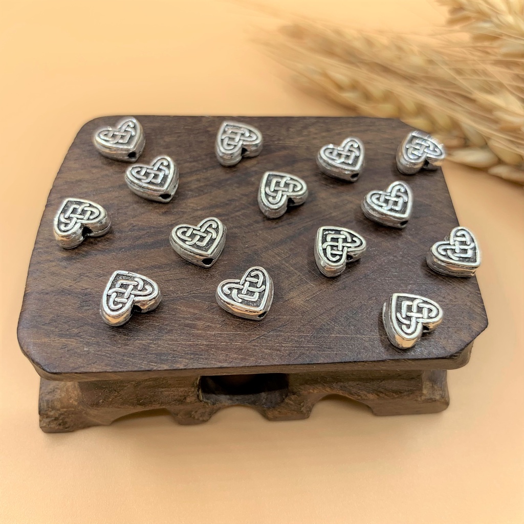 Charm nối trái tim hoa văn - Charm Bạc 925 - Mã CA605