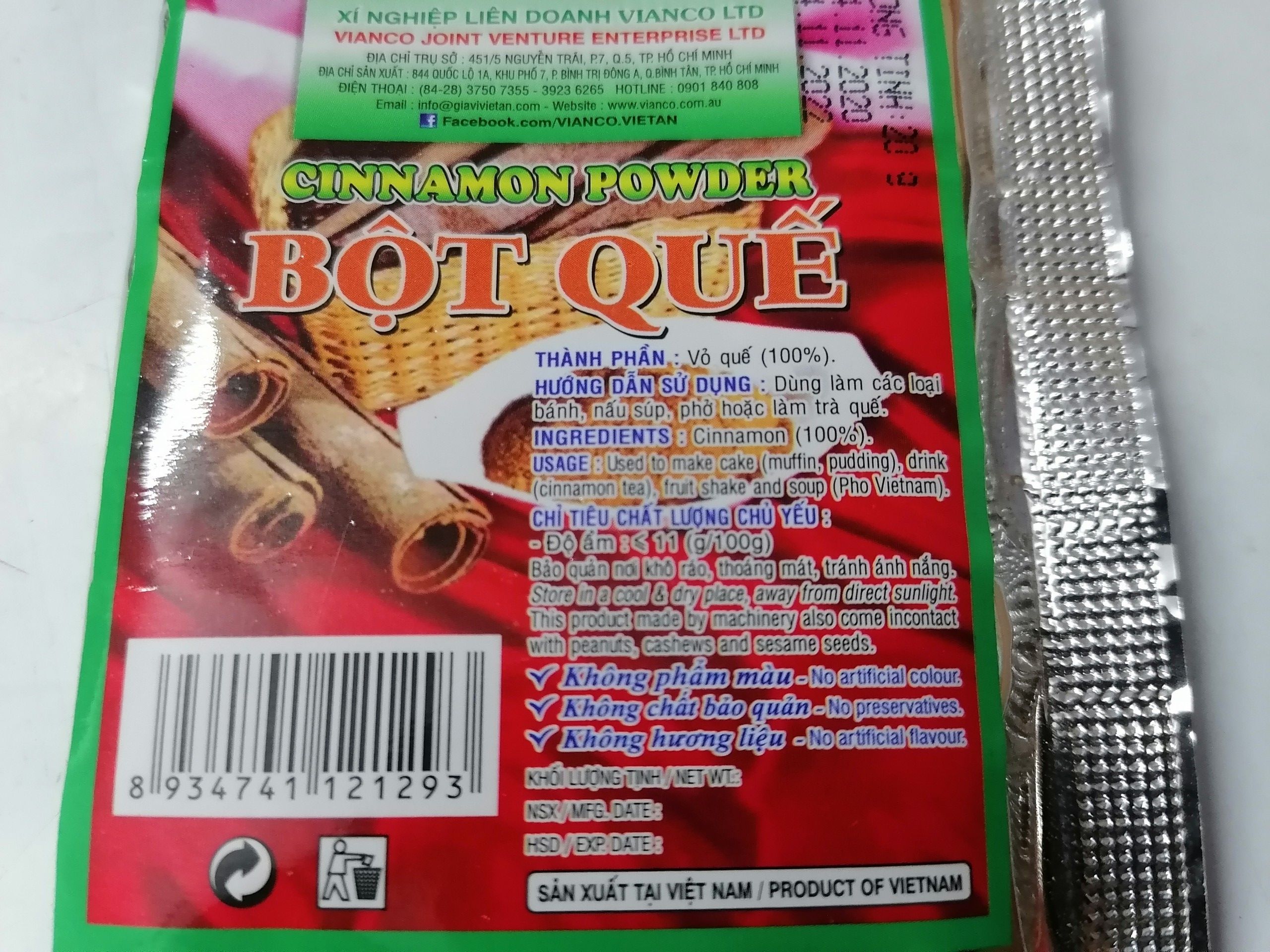 [Gói mini 20g] BỘT QUẾ THỰC PHẨM [VN] VIANCO Cinnamon Powder (vvk-hk)