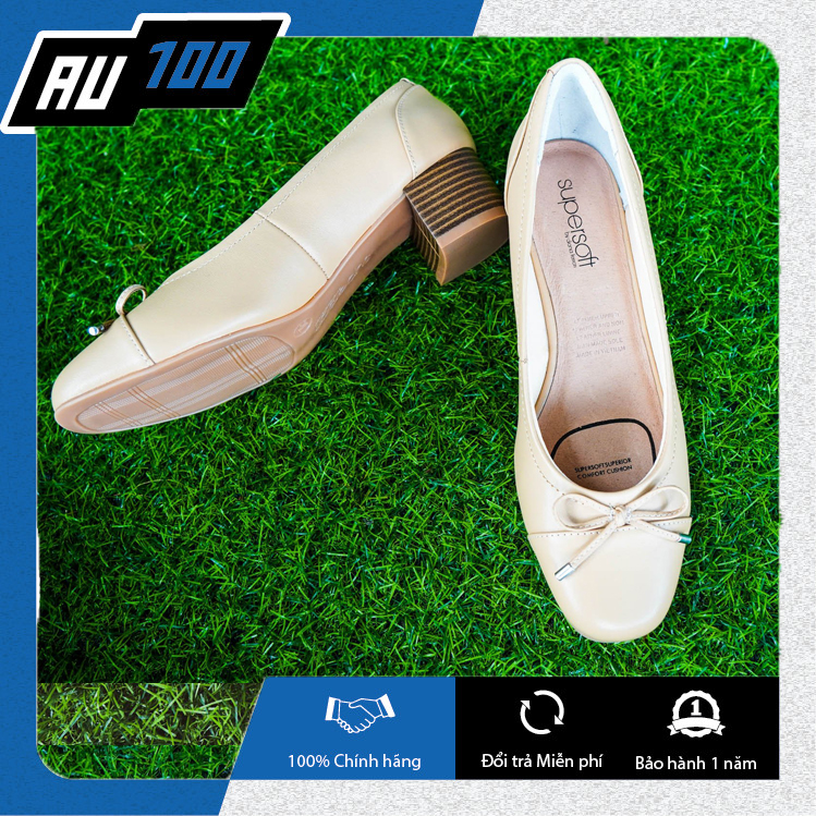 [AU100] Giày Supersoft da thật màu nude[ Giày supersoft chính hãng đi không bị đau chân] (Made in Vietnam)