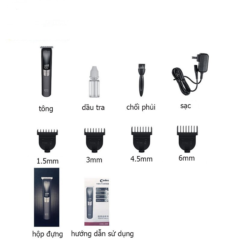 Tông đơ cắt tóc trấn viền codos CHC-339 công suất 7w màu đen