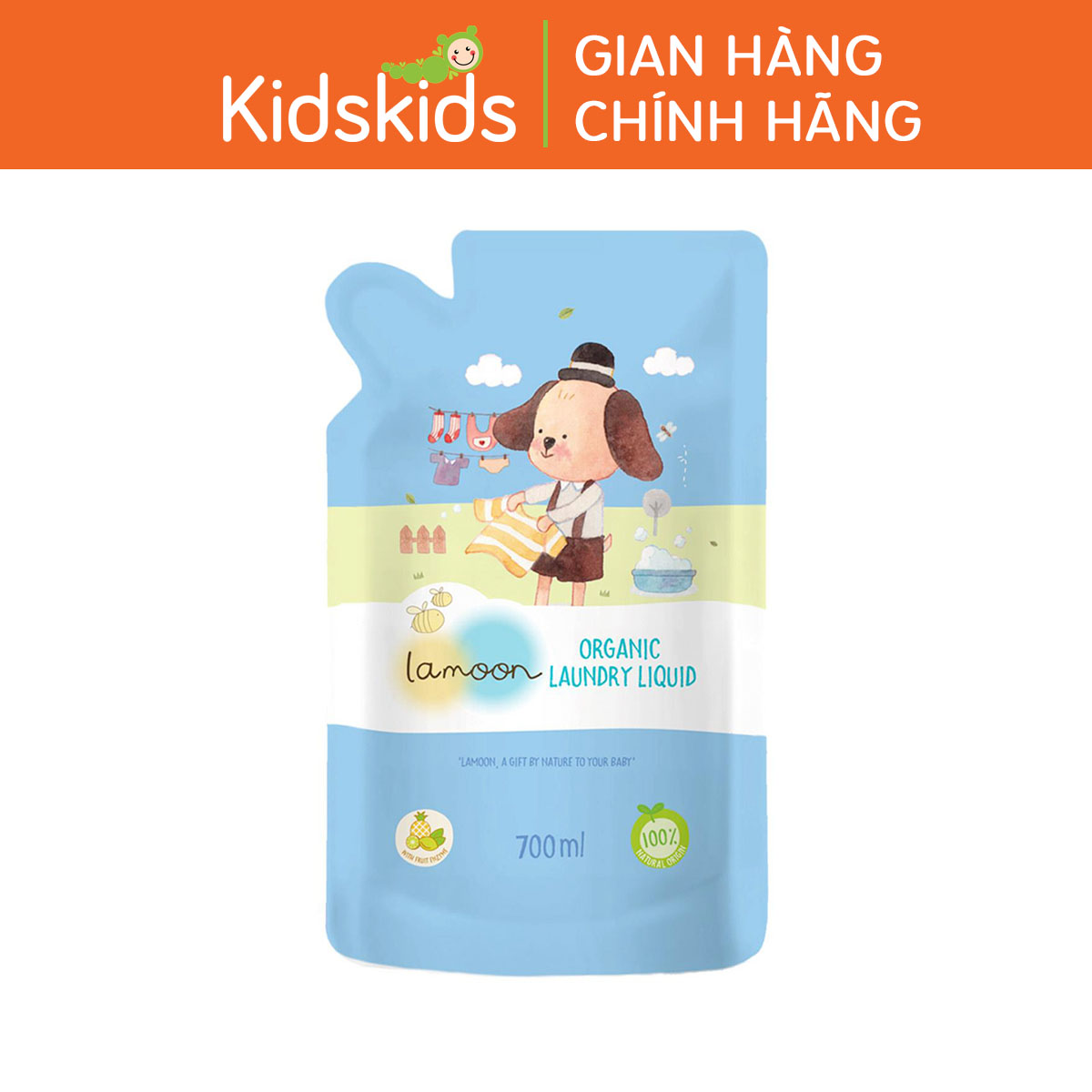 Nước giặt quần áo Organic cho bé Lamoon - Túi 700ml