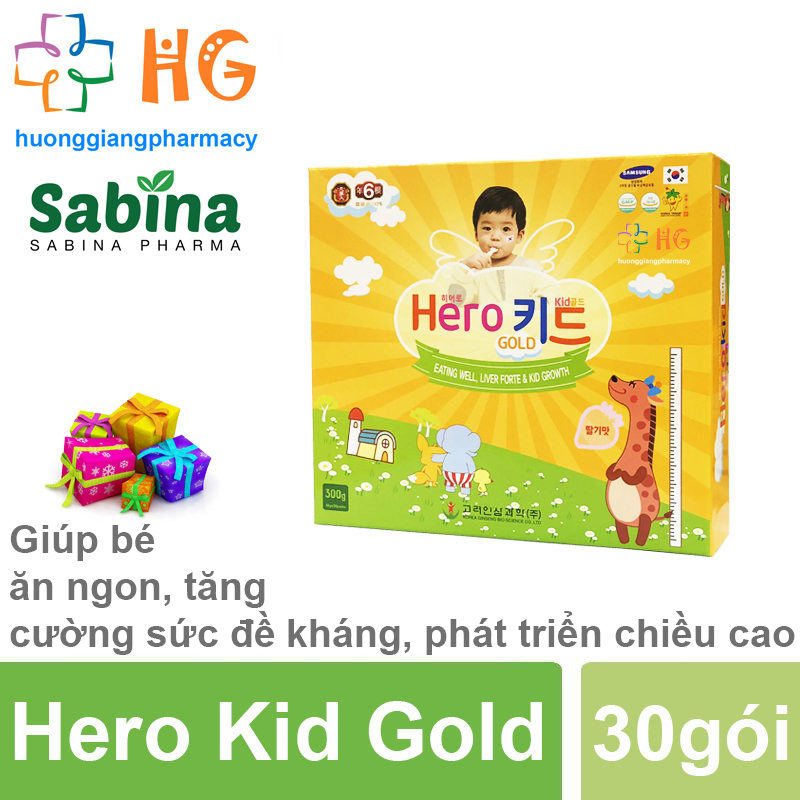 Hero Kid Gold - Hỗ trợ cải thiện biếng ăn, tăng cường sức đề kháng, tăng chiều cao, mát gan, hết mệt mỏi