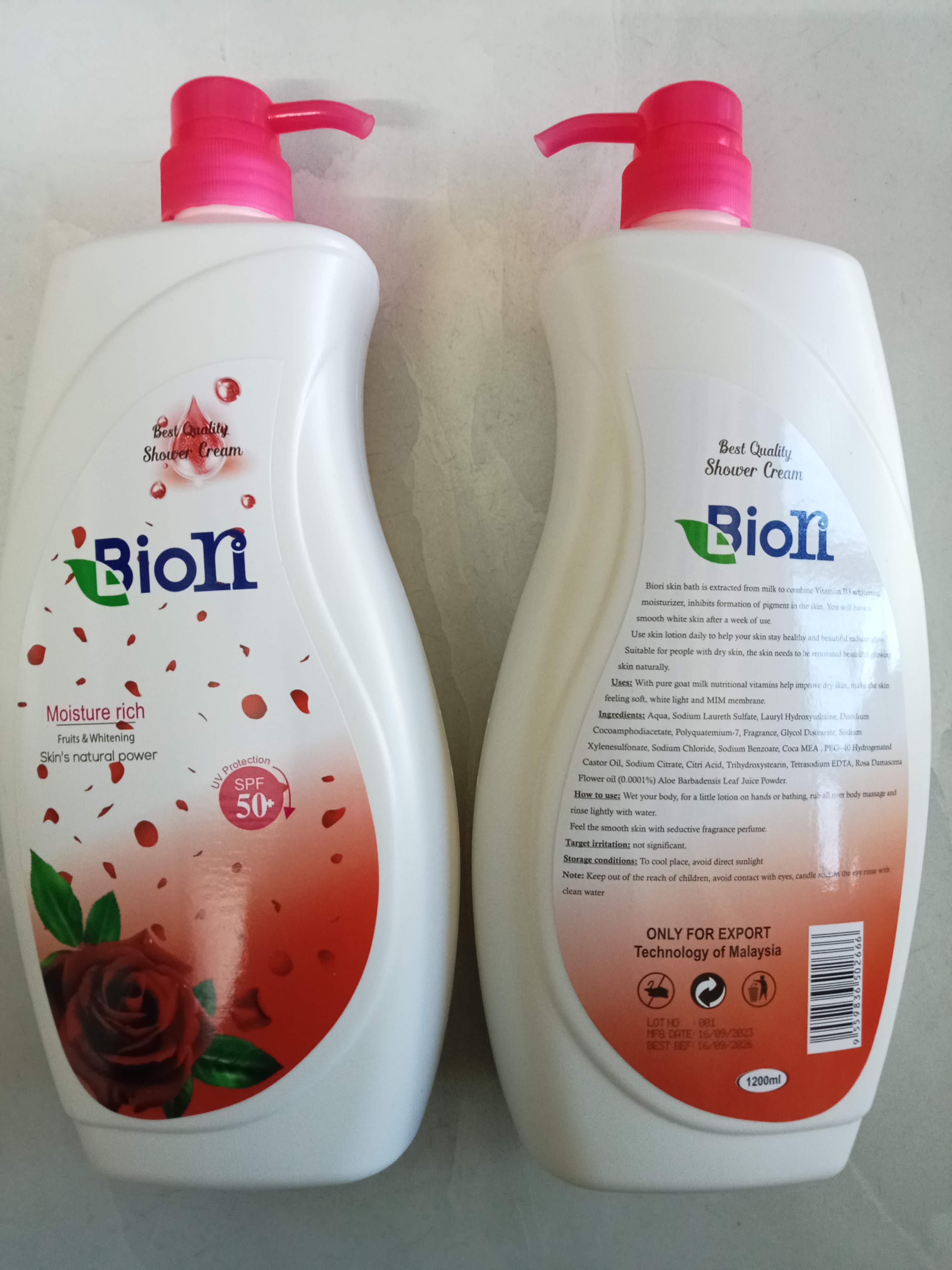 combo sữa tắm trắng da biori 1200ml ( hoa hồng )