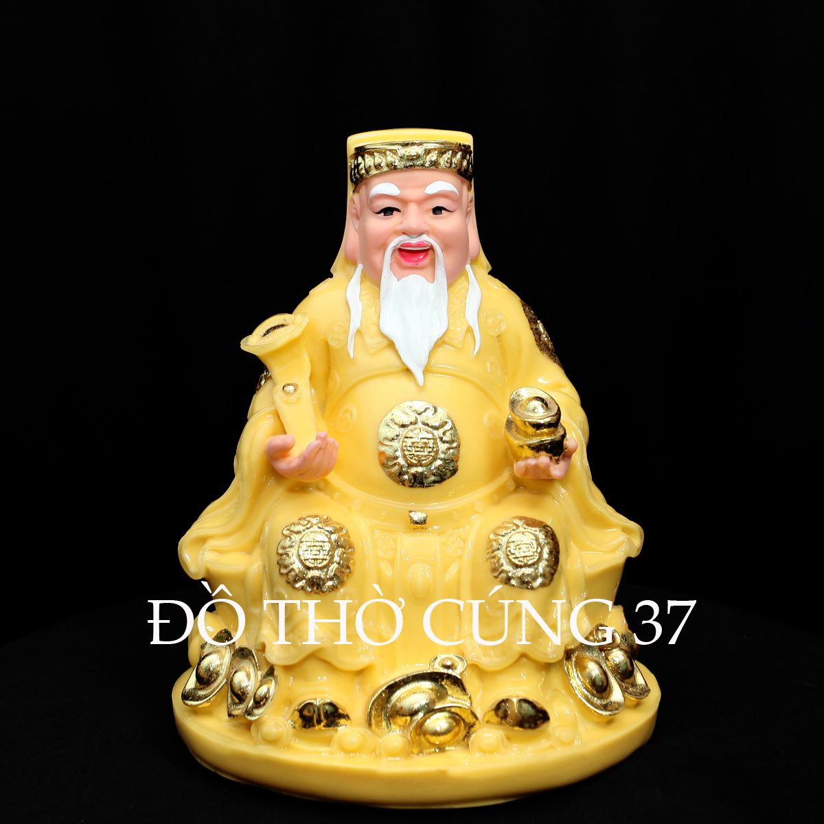 [ Cao 20 cm ] TƯỢNG THẦN TÀI  THỔ ĐỊA  MÀU VÀNG - ĐẾ TRÒN [ BỘT ĐÁ + COMPOSITE ]