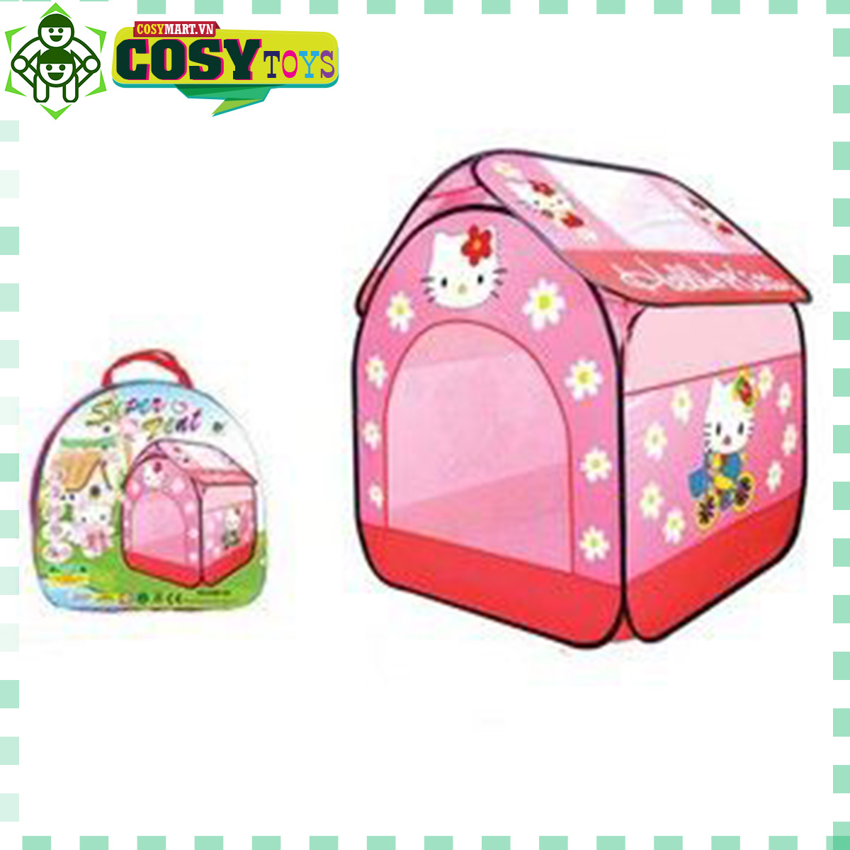Đồ chơi Lều hồng kitty bằng vải dù cho bé