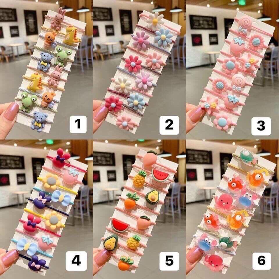 Sét 10 chun buộc tóc dễ thương cho bé