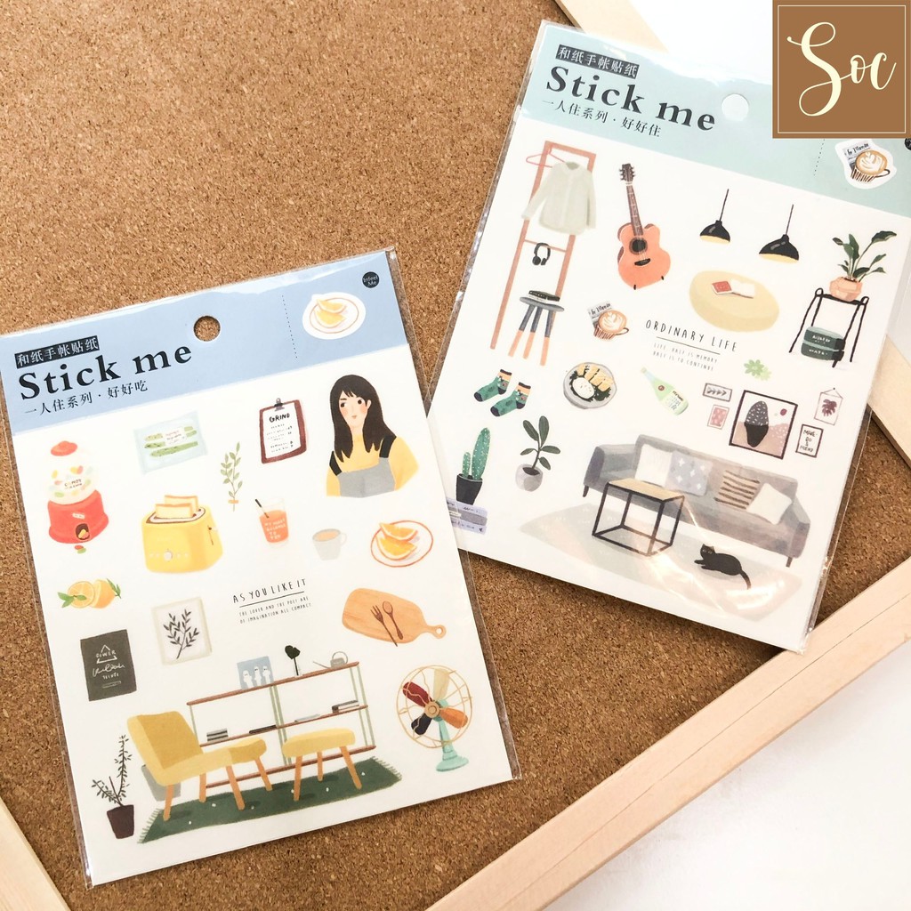 Set Sticker Stick Me giấy washi