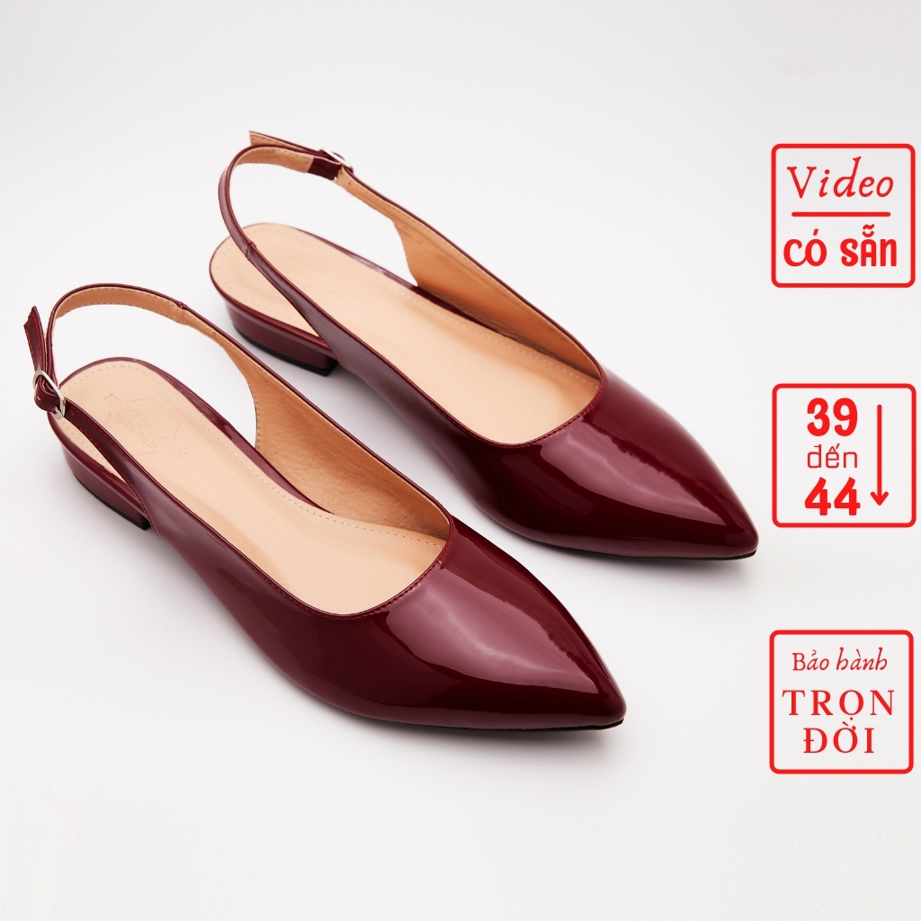 Giày Sandal Mũi Nhọn Da Bóng Basic Công Sở Thương Hiệu Himistore