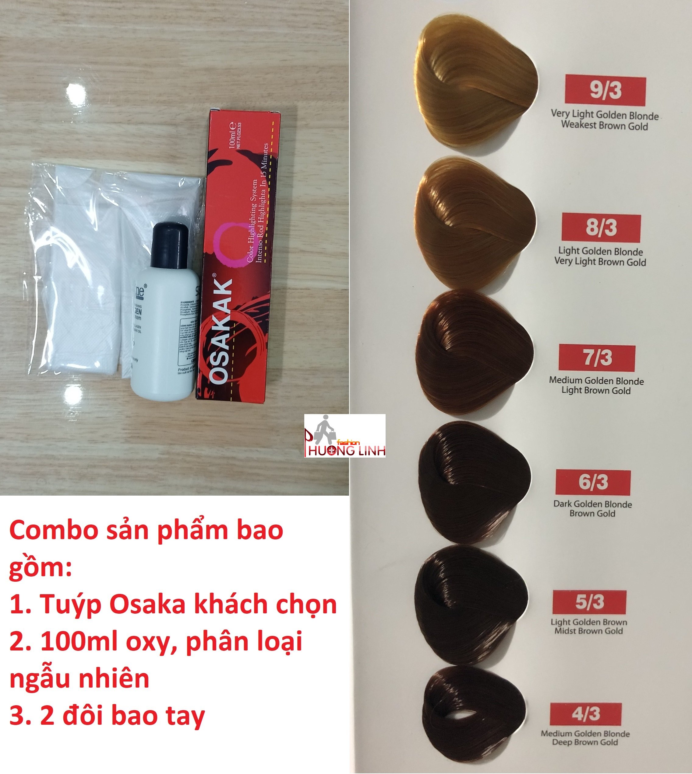 [HCM]Màu nhuộm tóc osaka có kèm theo oxy trợ nhuộm và bao tay - bảng màu số 1