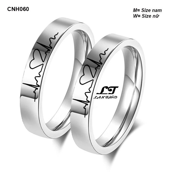 [HCM]Nhẫn cặp đôi nhịp tim ver3 CNH060 Không đen không rỉ sét