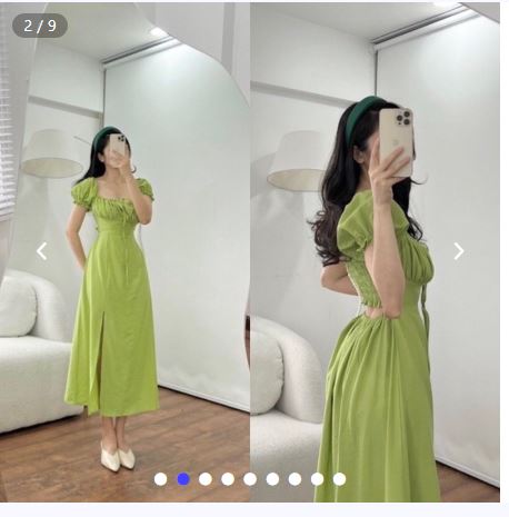 Đầm maxi rớt vai dây cổ yếm cutout lưng bo chun mặc được nhiều kiểu