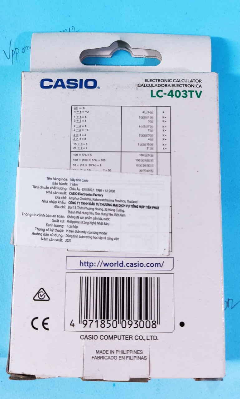 [HÀNG CHÍNH HÃNG] CASIO™ máy tính bỏ túi 8 số LC 403TV