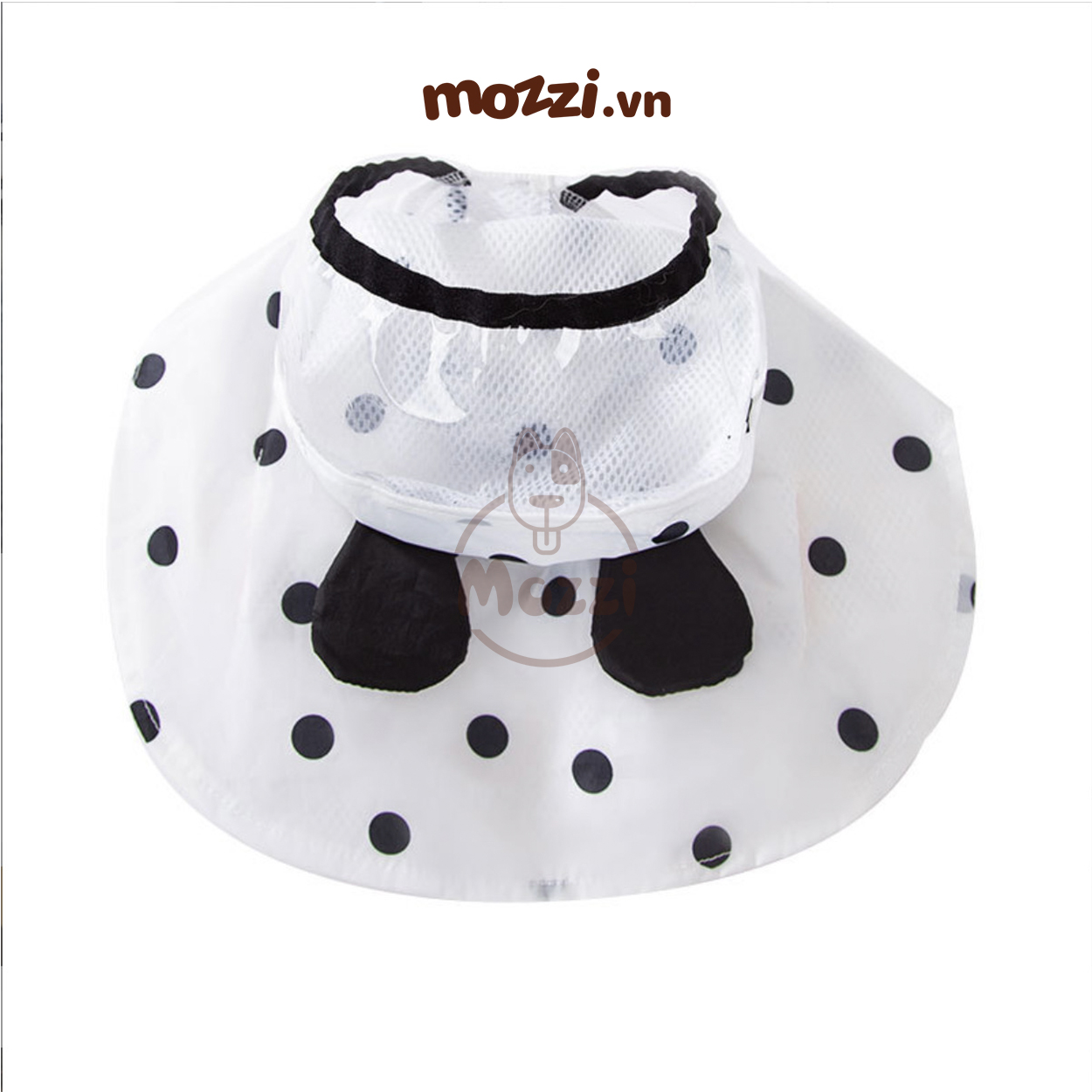 Áo mưa Panda chấm bi có dây ôm ngực cho chó mèo