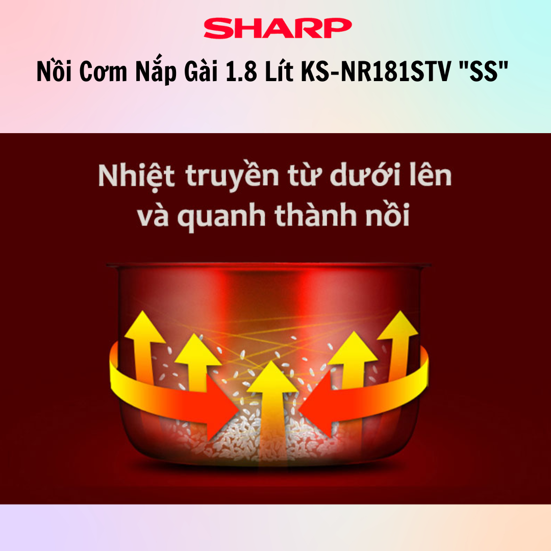 Nồi Cơm Điện Sharp KS-NR181STV SS - 1.8 Lít - Hàng chính hãng