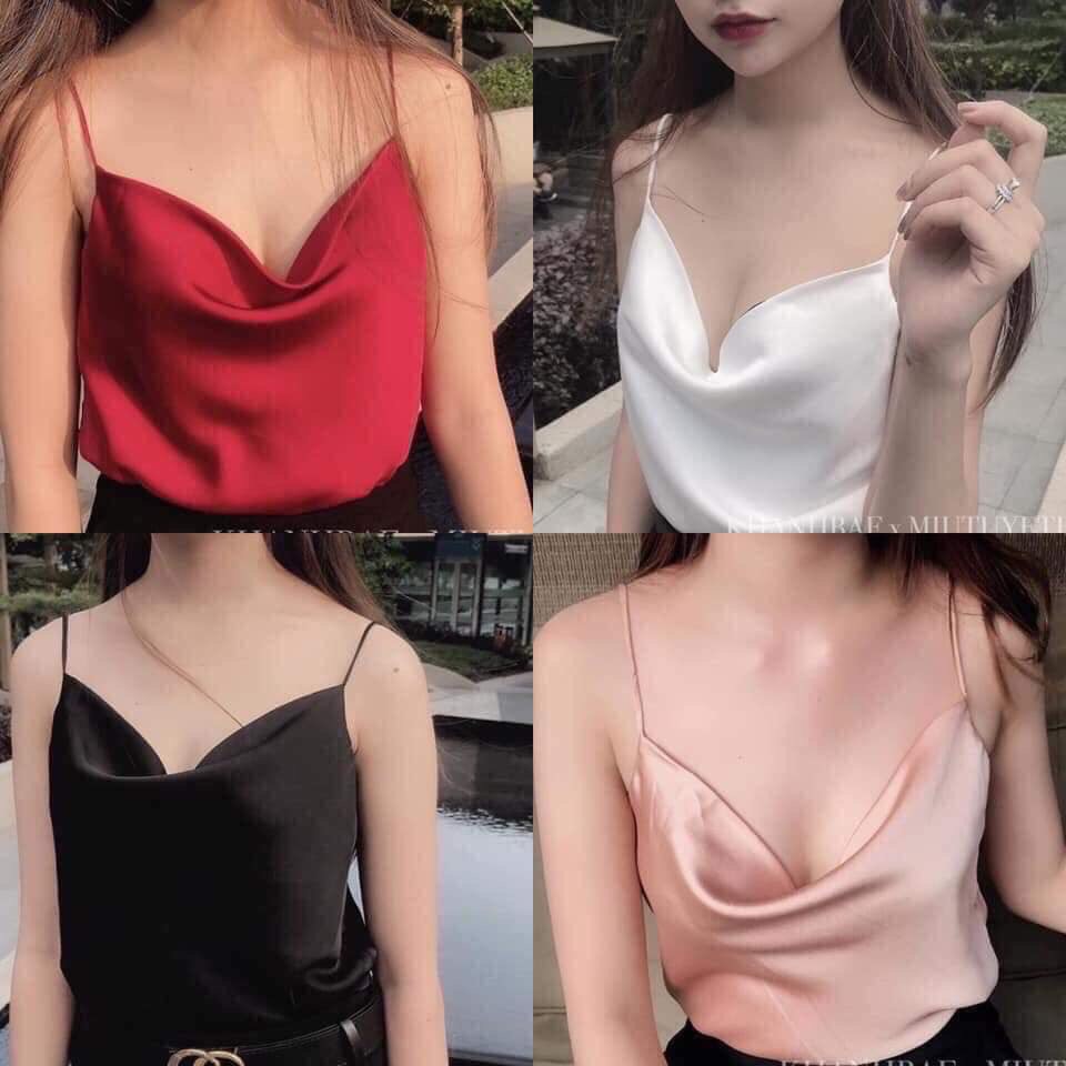 Áo 2 Dây Phi Lụa Cổ Đổ,Áo 2 Dây Nữ,LY STORE