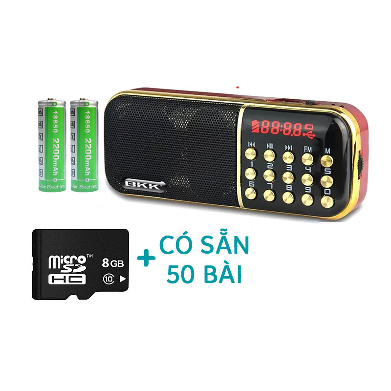 [KÈM THẺ HOẶC KHÔNG THẺ] Loa đa năng BKK B851 tích hợp 2 khe thẻ nhớ - Pin khủng 4400mah (Đen đỏ) Nhất Tín Computer