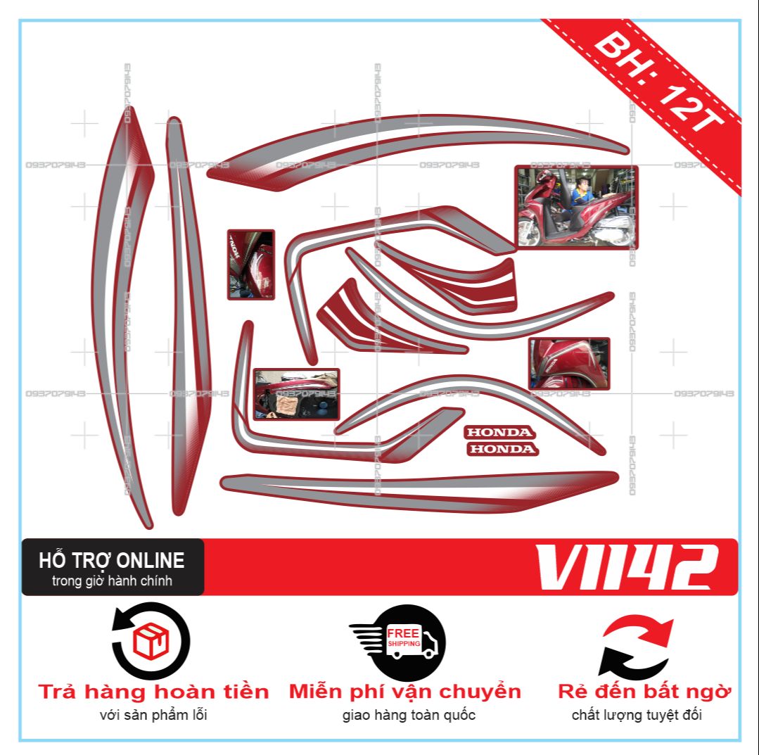TEM XE VISION 2016, TEM RỜI VISION 2016 DÁN XE ĐỎ