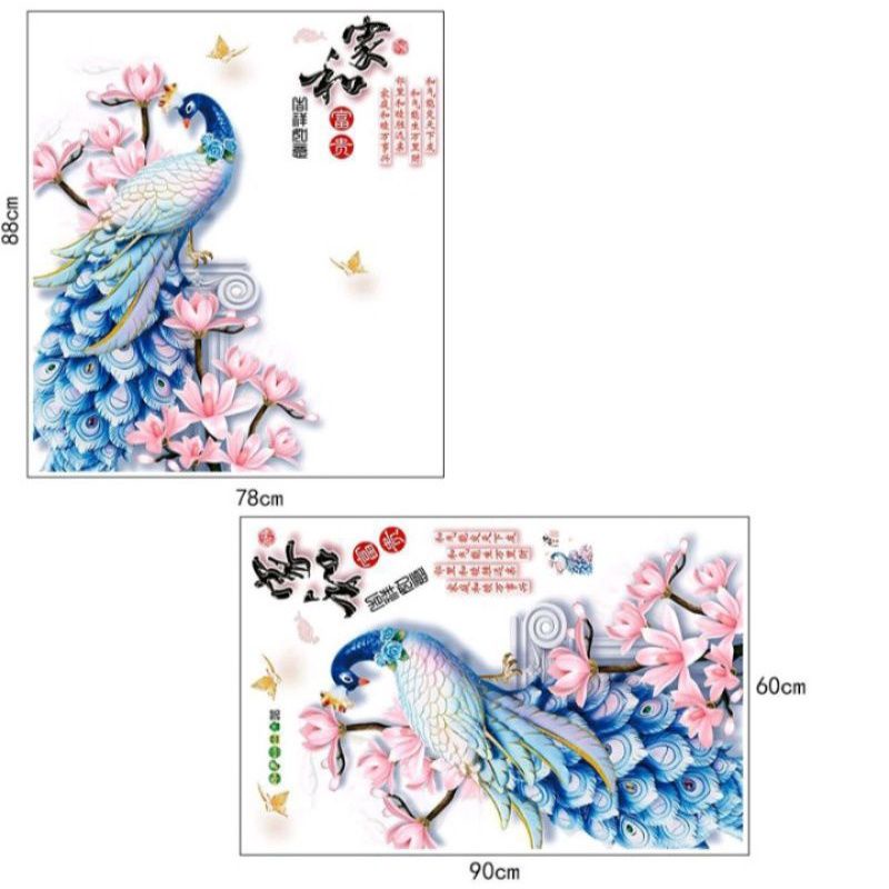 Decal dán tường chim công