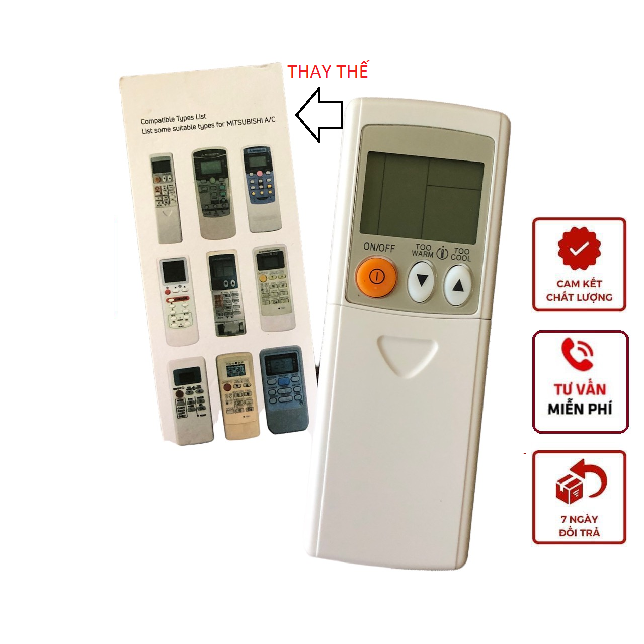 Điều khiển điều hoà Mitsubishi, lắp trượt - Remote Điều khiển điều hoà Mitsubishi, lắp trượt - Đầu bấm Điều khiển điều hoà Mitsubishi - tặng kèm pin