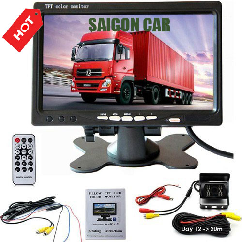 [HCM]Combo màn hình 7 inch và camera lùi,camera de ô tô 24V chuyên cho xe tải -xe công trình-xe khách tặng dây AV 12 mét(bảo hành 12 tháng)