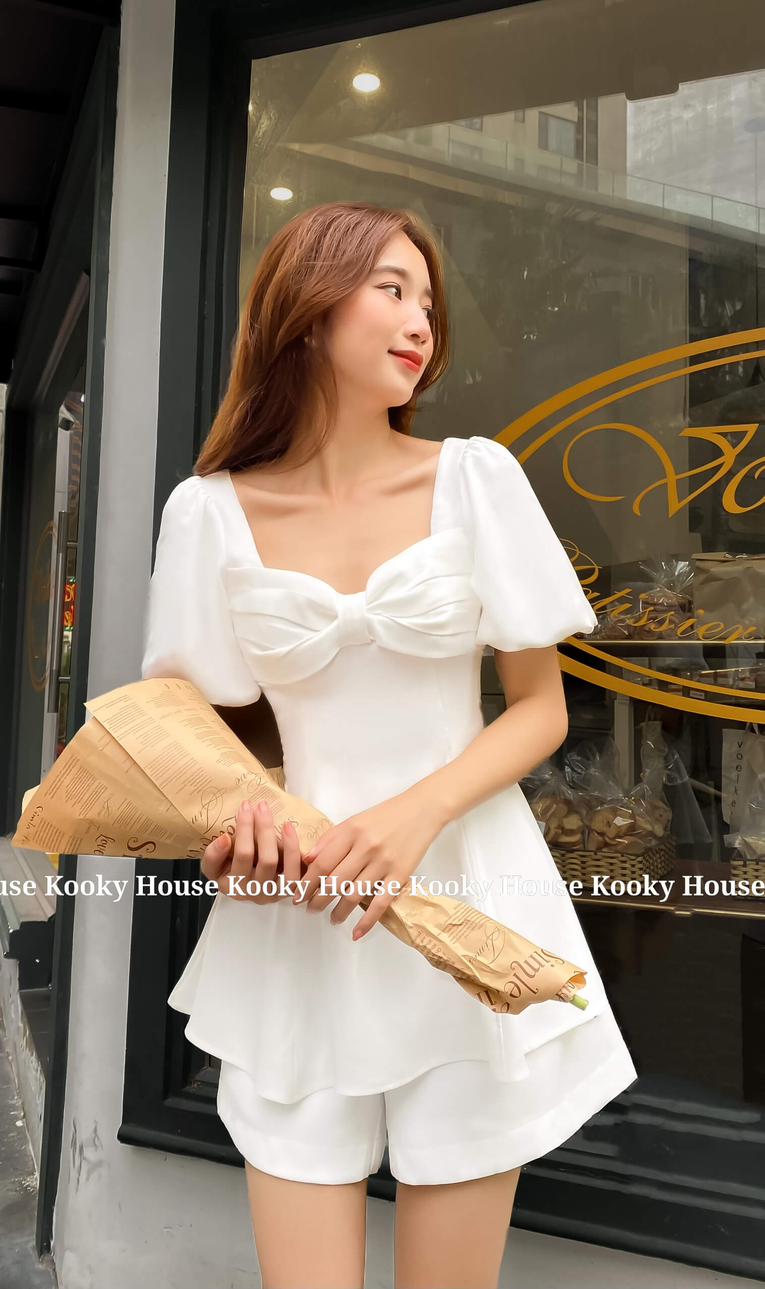 Áo peplum nữ thiết kế nơ trước ngực tôn dáng, quyến rũ - kooky house - áo wendy peplum