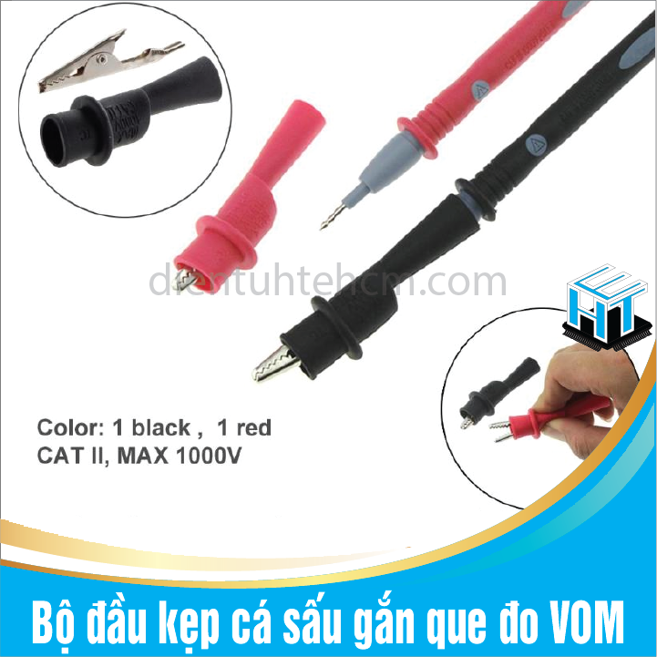 Bộ đầu kẹp cá sấu gắn que đo đồng hồ VOM