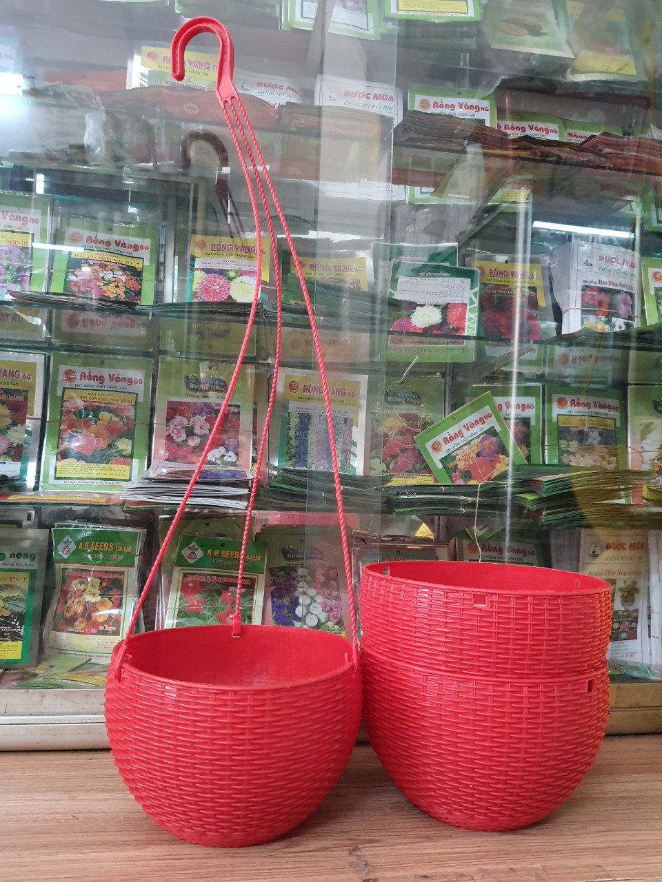 combo 5 Chậu treo kiểu đan mây size lớn 20x13cm