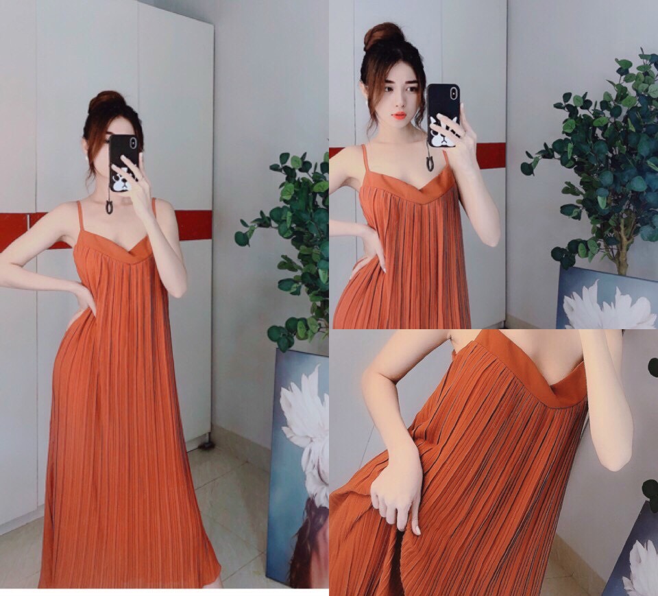 [HCM]ĐẦM BẦU MAXI 2 DÂY DẬP LY SIÊU ĐẸP M002