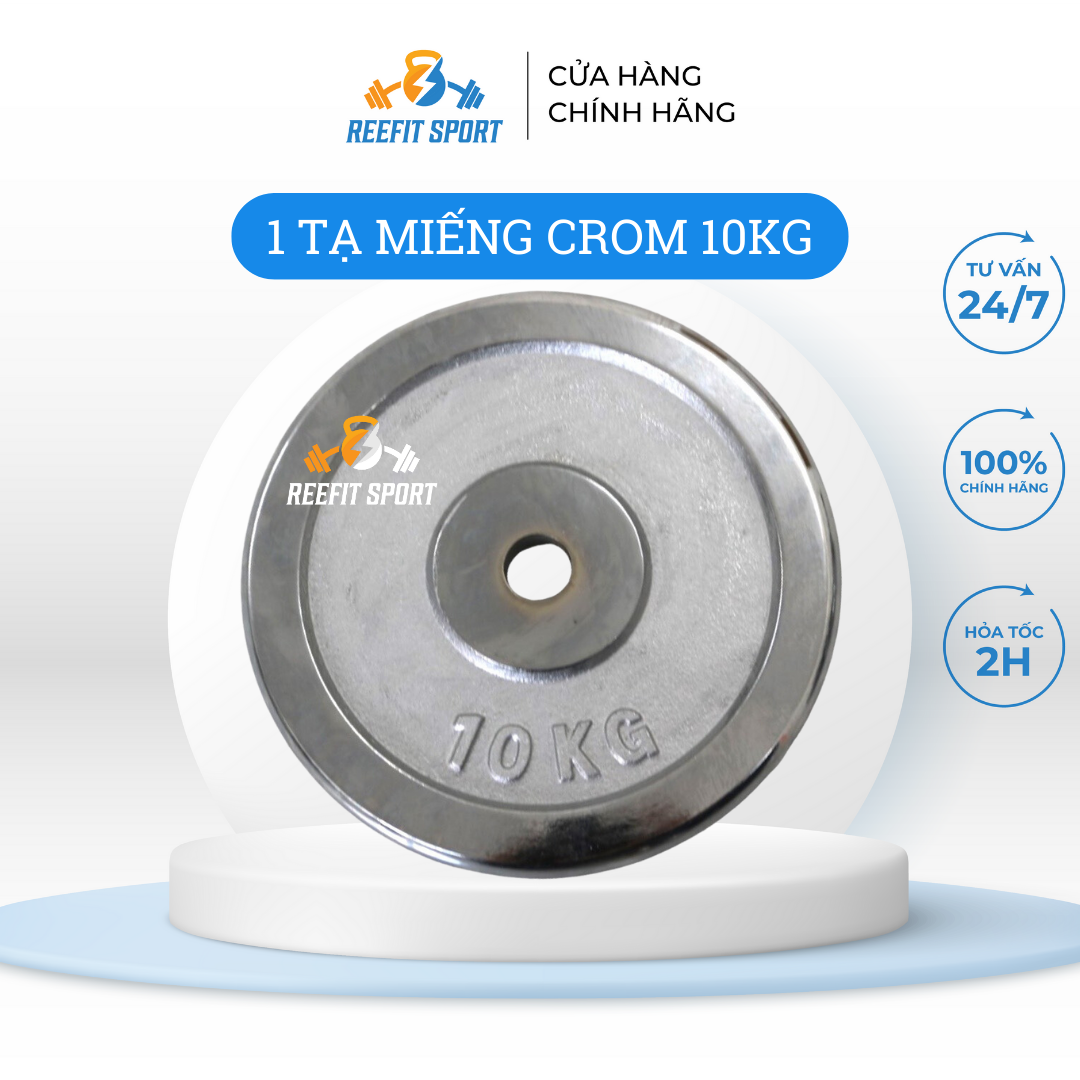 Tạ miếng tạ bánh tạ đĩa kim loại crom Reefit 10kg