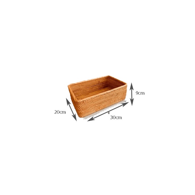 khay mây chữ nhật đựng vật dụng, trái cây
