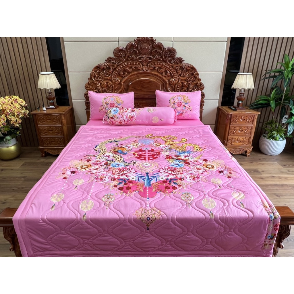 [ Drap Cưới ] Bộ ga gối thun ý mát lạnh 5D cao cấp