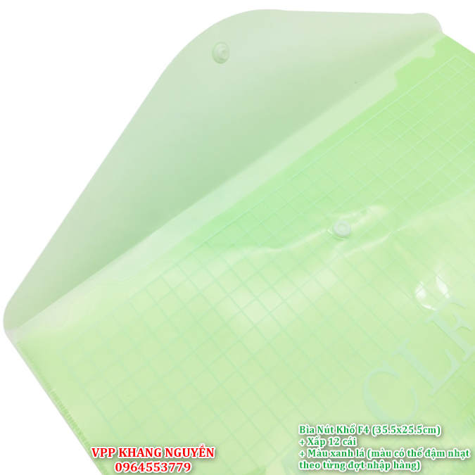 Bìa Nút My Clear Khổ A4/F4 - Xấp 12 Cái (Tùy Chọn Màu)